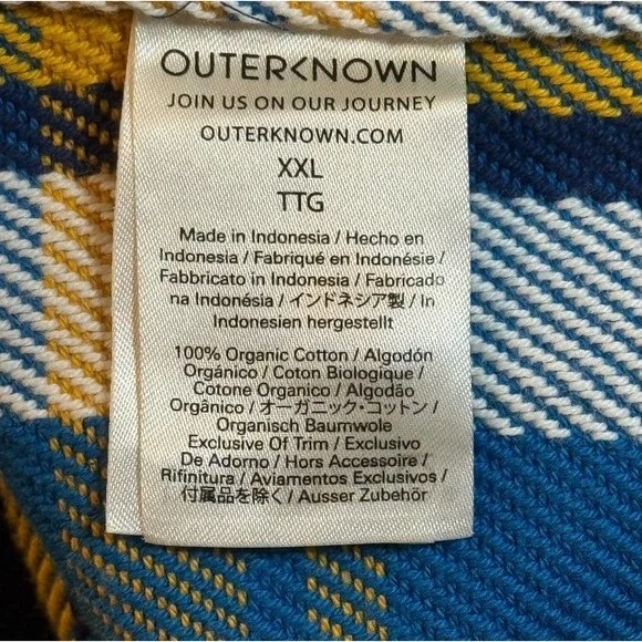 OUTERKNOWN Blue Plaid Outdoor Button Up Blanket Flannel Shirt Shacket Men's 2XL - Picture 4 of 9